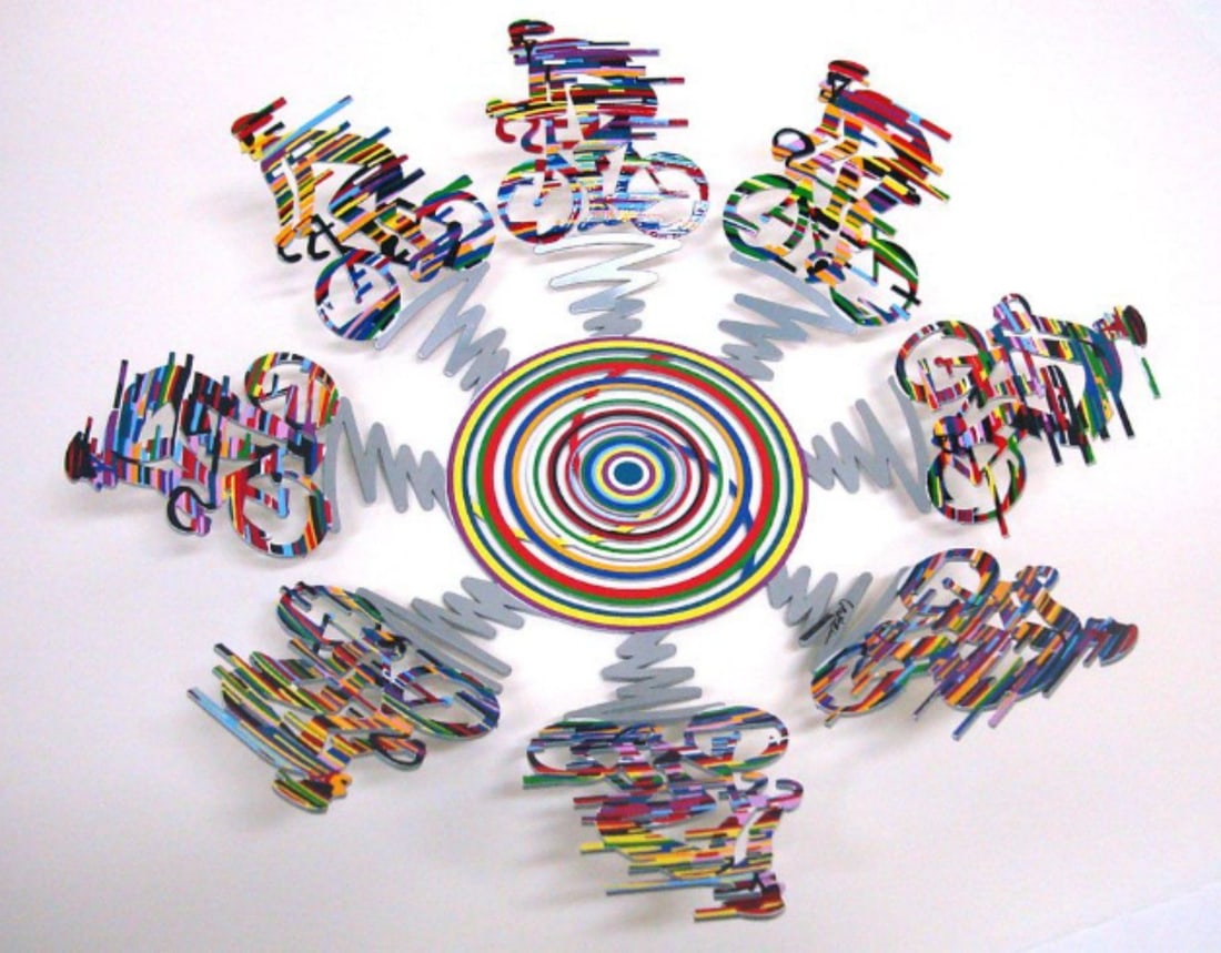 David Gerstein- Free Standing Sculpture (Fruit Bowl) "Cyclists Bowl": Artist: David Gerstein. Medium: Free Standing Sculpture (Fruit Bowl). Title: Cyclists Bowl. Signature: Signed by the artist. Certificate of Authenticity: Is included. Additional: This piece is free st