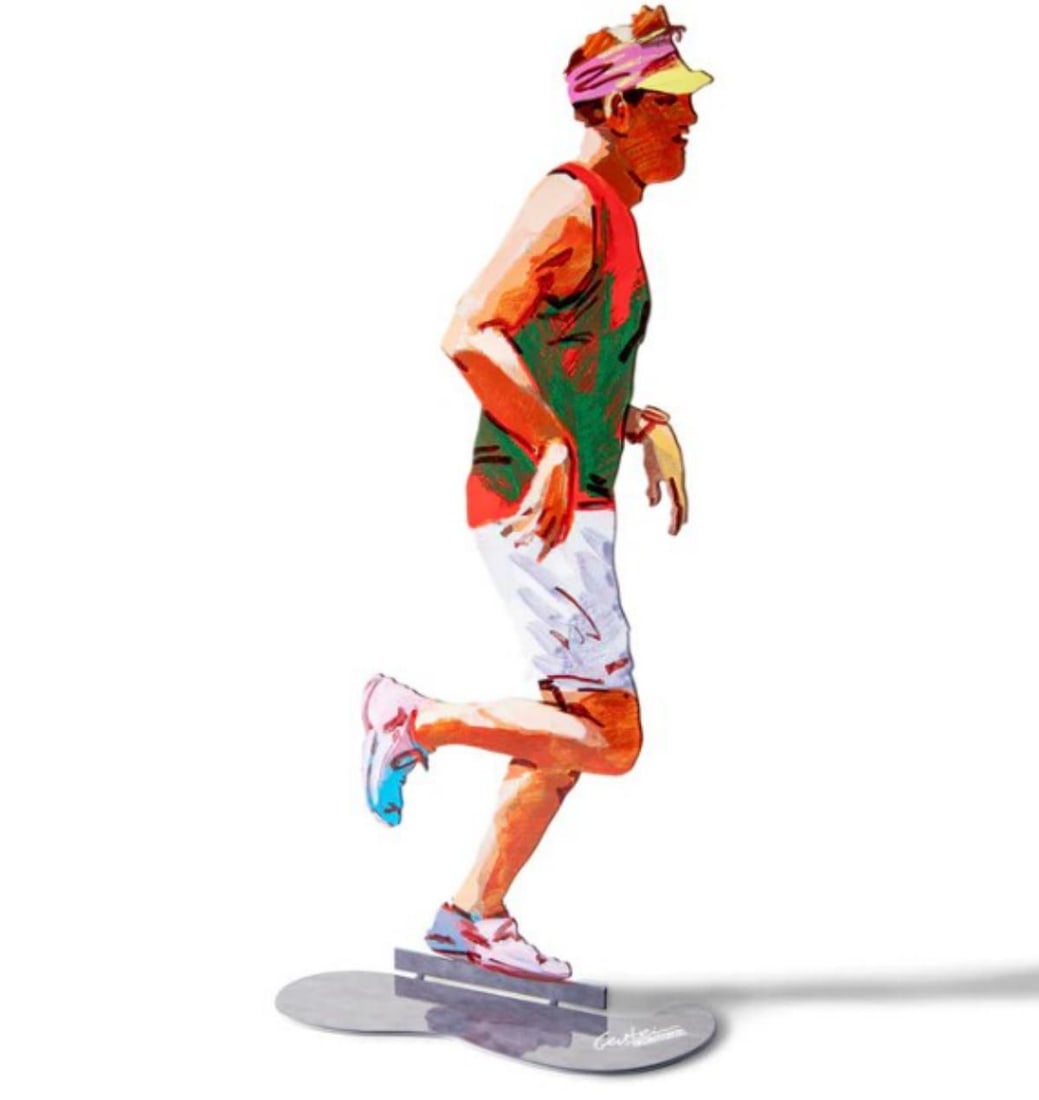 David Gerstein- Free Standing Sculpture "JOGGER IN THE PARK": Artist: David Gerstein. Medium: Free Standing Sculpture. Title: JOGGER IN THE PARK. Size: 16.3" x 7.3". Signature: Signed. Certificate of Authenticity: Is included. Additional: This piece is free stan