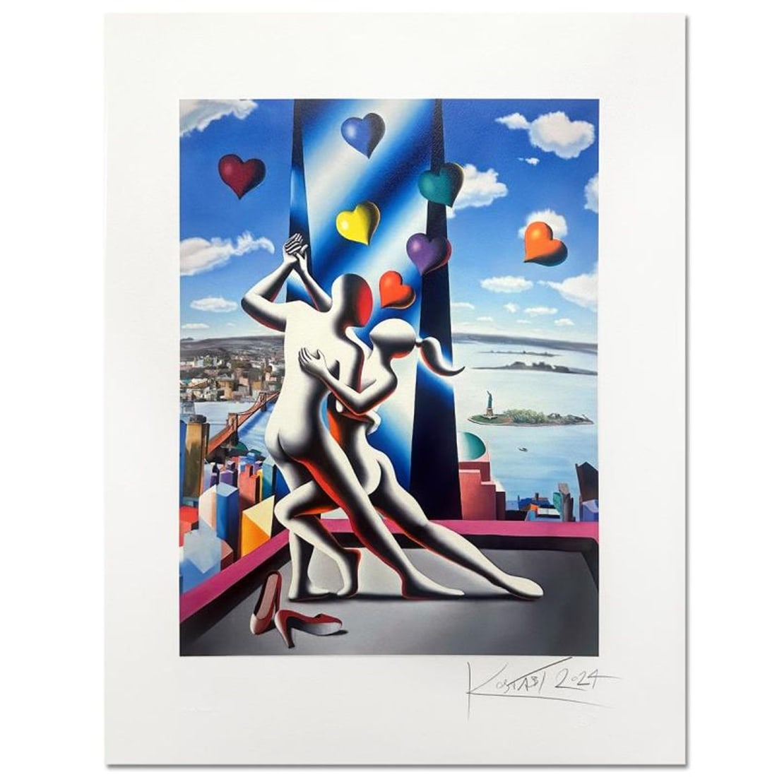 Mark Kostabi, "City of Dreams" Hand Signed Limited Edition with Certificate of Authenticity.: City of Dreams, is a limited edition giclee on paper by Mark Kostabi. The piece is hand signed and numbered and comes with a certificate of authenticity. Measures approximately 31" x 25" (with border)