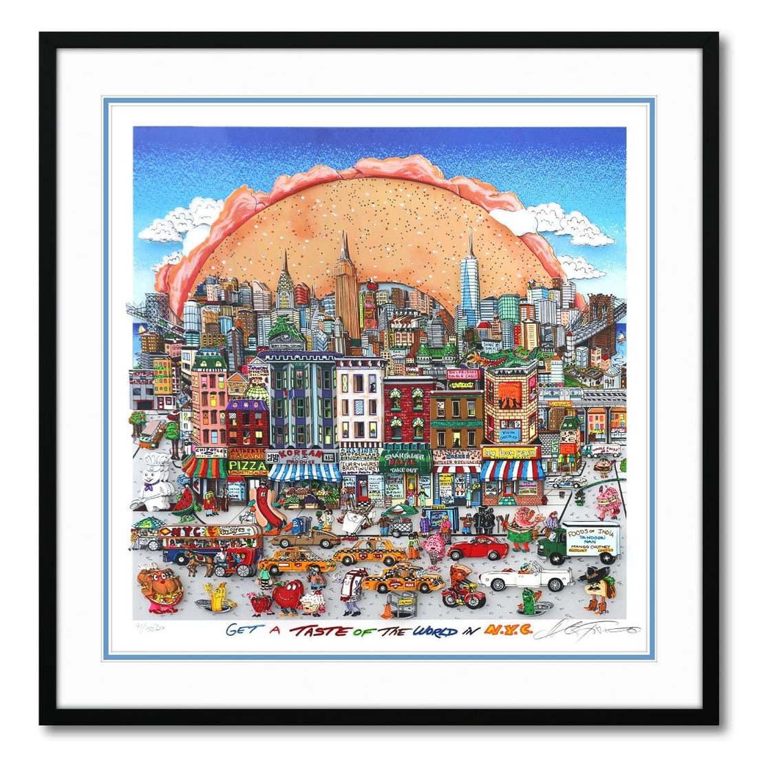 Charles Fazzino- 3D Construction Silkscreen Serigraph "Get a Taste of the World in NYC" (1 of 2)