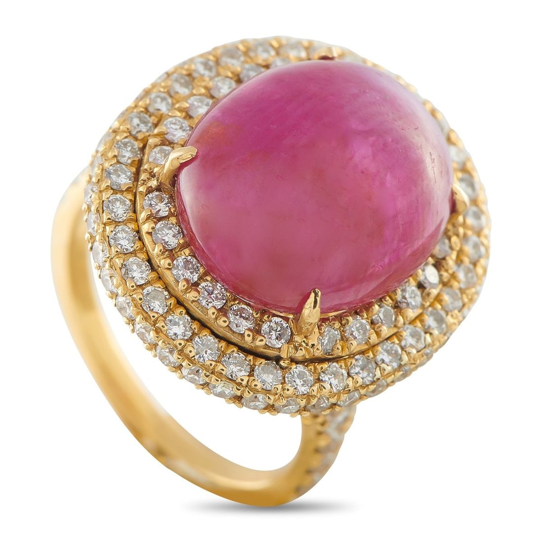 18K YELLOW GOLD 1.90CT DIAMOND AND RUBY RING (1 of 4)