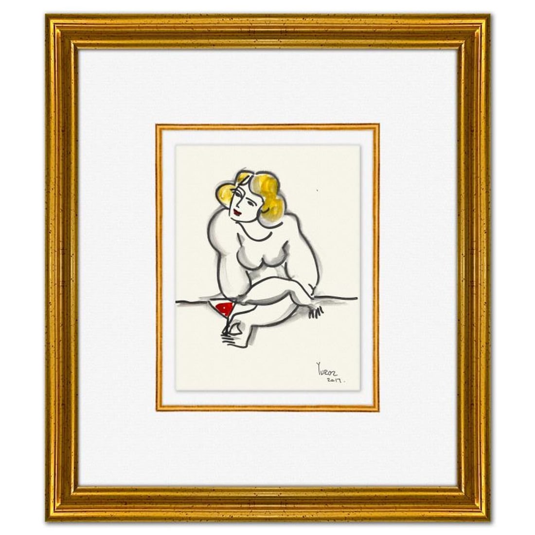 Yuroz, Framed Original Painting, Hand Signed with Letter of Authenticity.: This is an original painting on paper by Yuroz, hand signed by the artist. This piece comes custom framed on linen. Includes Letter of Authenticity. Measures approx. 16" x 14" (frame), 8" x 6" (image)
