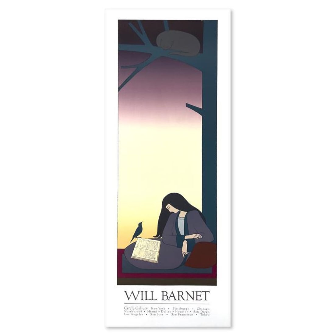 Will Barnet (1911-2012), "The Caller" Collectible Vintage Exhibit Lithograph (21" x 50") with Letter: The Caller is a collectible vintage exhibition lithograph on paper by Will Barnet (1911-2012). Includes Letter of Authenticity. Measures approx. 21" x 50" (border), 15" x 45" (image). ** Please note: 