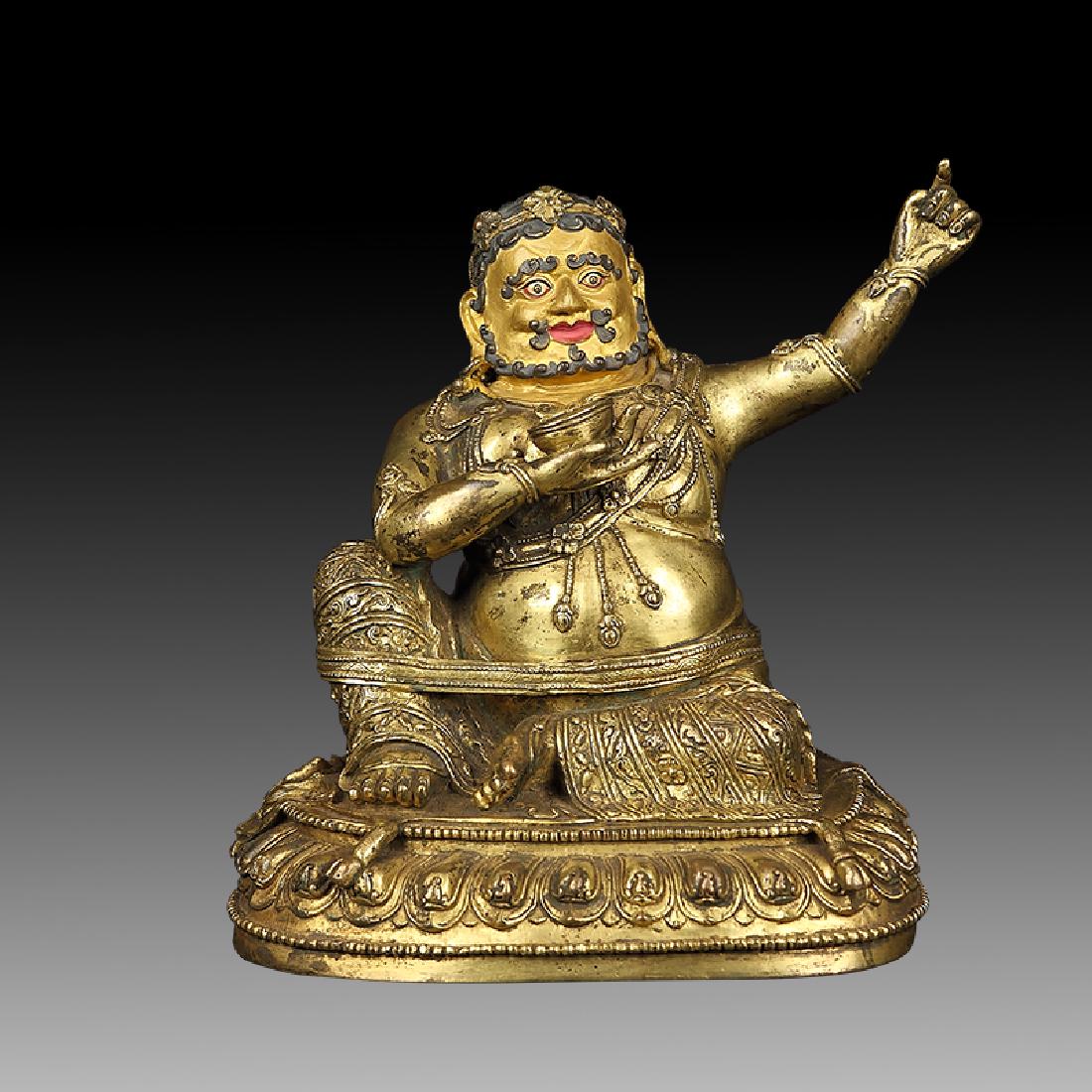 MING DYNASTY GILT BRONZE SEATED FIGURE: Chinese Ming Dynasty Gilt Buddha .Dimension:29(Height)*15(Length)*21(Width)cm.Weight:8kg.Property of a London collector, acquired early 1990s.