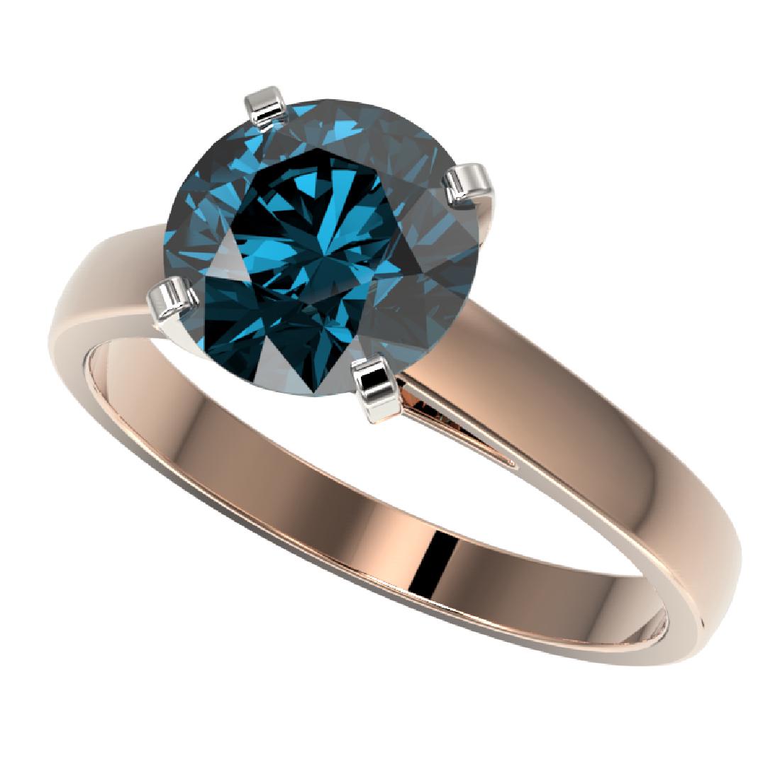 2.50 CTW Certified Fancy Blue SI Diamond Solitaire Ring: 33046 - REF-502M3F ---- 2.50 CTW Certified Fancy Blue SI Diamond Solitaire Ring 10K Rose Gold ---- GEMMARI Luxury Designer Brand Ring Appraised at $40,150 Certificate Number US33046 10K Rose gold, Rin