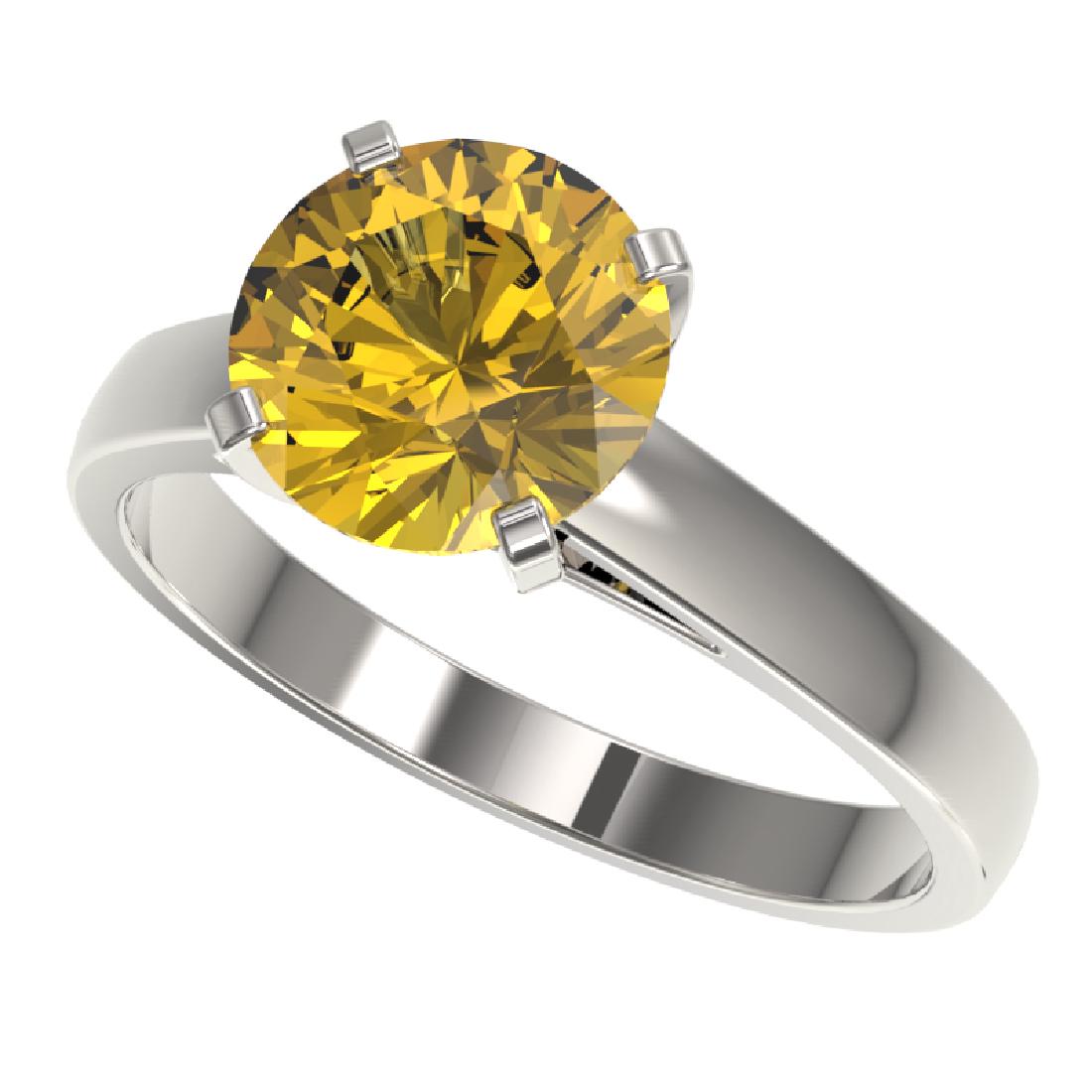 2.50 CTW Certified Intense Yellow SI Diamond Solitaire: REF-579F2N - 901895 ---- 2.50 CTW Certified Intense Yellow SI Diamond Solitaire Ring 10K White Gold ---- GEMMARI Luxury Designer Brand Ring Appraised at $42,450 Certificate Number US33047 10K White go