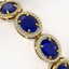 31.79 CTW Sapphire & Diamond Halo Bracelet 10K Yellow - 3