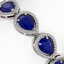 30.06 CTW Sapphire & Diamond Halo Bracelet 10K White - 3