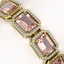 37.11 CTW Morganite & Diamond Halo Bracelet 10K Yellow - 3