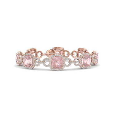 22 CTW Morganite & VS/SI Diamond Bracelet 14K Rose Gold