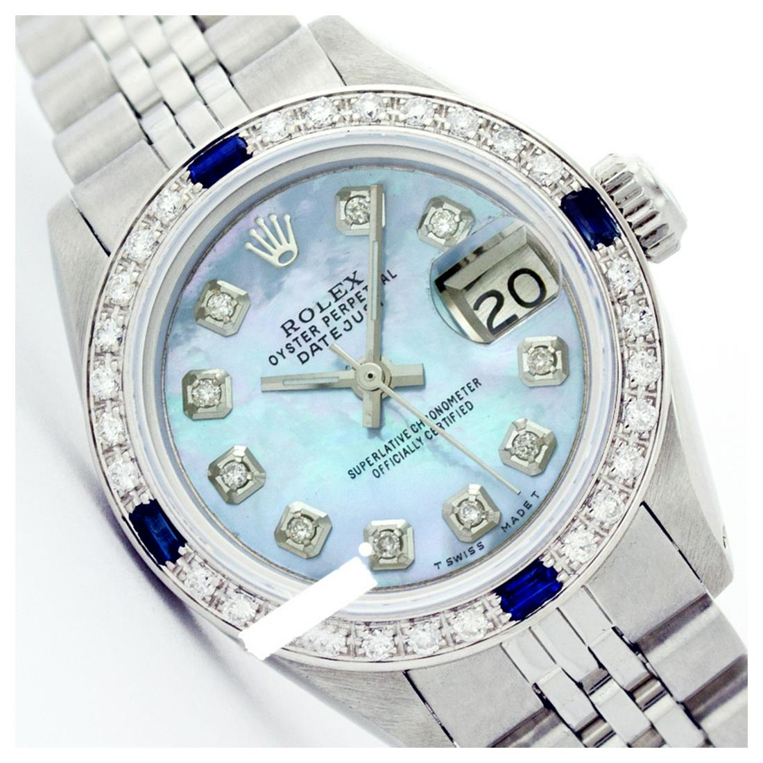 Rolex Men's Stainless Steel, QuickSet, Diam Dial &: REF-557W7H ---- Rolex Men's Stainless Steel, QuickSet, Diam Dial & Diam/Sapphire Bezel This watch is in Excellent Condition. Newly serviced & Polished to Factory specifications. Prepetual, Self-Windin