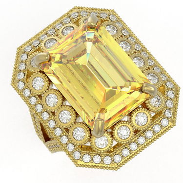16.63 ctw Canary Citrine & Diamond Ring 14K Yellow Gold