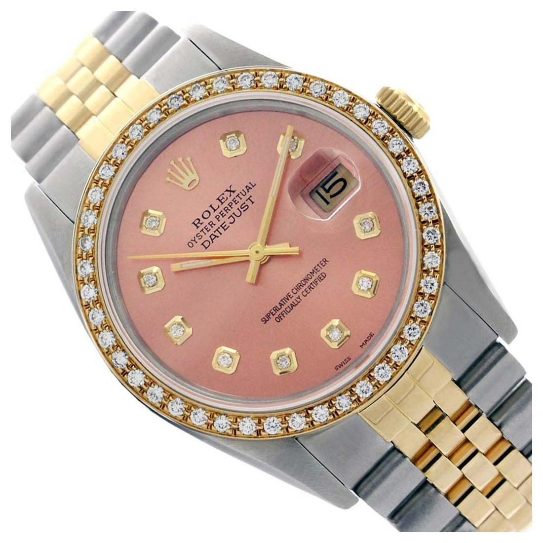Rolex Men's Two Tone 14K Gold/SS, QuickSet, Diamond: REF-557N5A ---- Rolex Men's Two Tone 14K Gold/ss, QuickSet, Diamond Dial & Diamond Bezel This watch is in Excellent Condition. Newly serviced & Polished to Factory specifications. Prepetual, Self-Wind