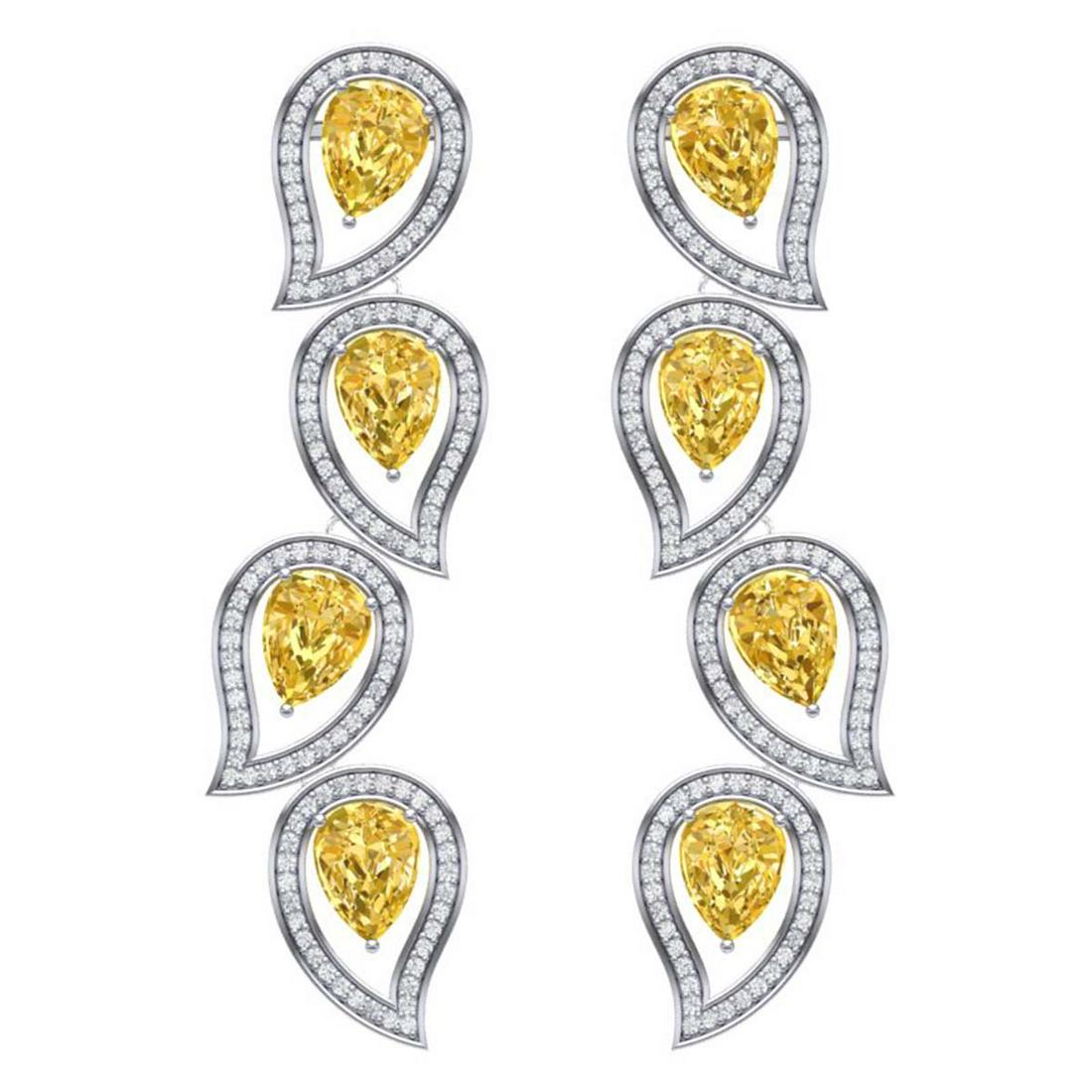 14.63 ctw Canary Citrine & VS Diamond Earrings 18K: REF-281Y8X - SKU:39462 ---- 14.63 ctw Canary Citrine & VS Diamond Earrings 18K White Gold Designer Brand Luxury Jewelry, made in the USA Suggested Retail Price: $15,500 Factory offers perfect factory 