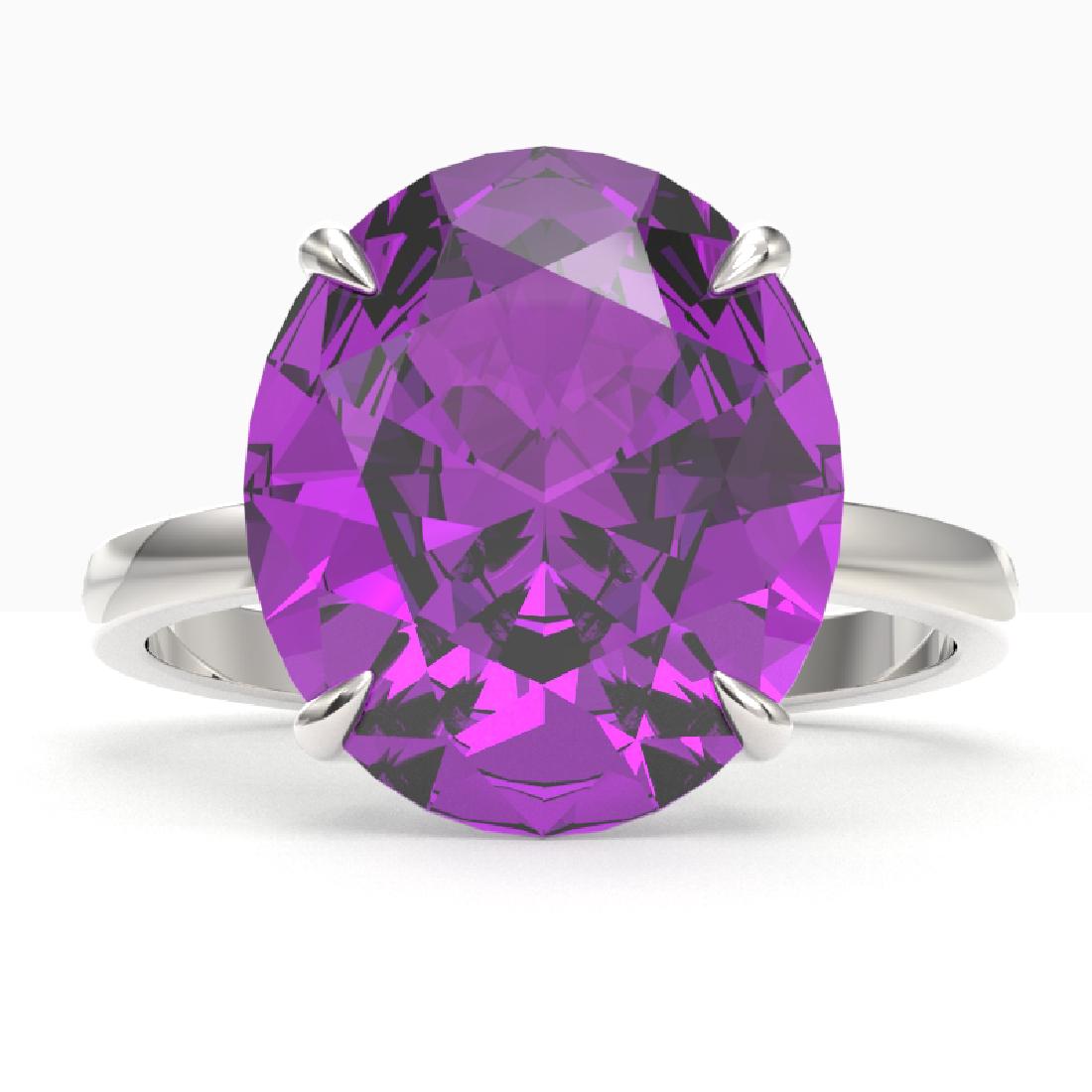 9 CTW Amethyst Designer Solitaire Engagement Ring 18K: 22089 - REF-59F8N ---- 9 CTW Amethyst Designer Solitaire Engagement Ring 18K White Gold ---- Luxury Designer Brand Ring Appraised at $4,300 Certificate Number US22089 18k White gold, Ring Size is 7, R