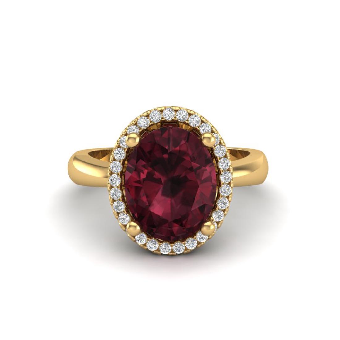 2.50 CTW Garnet And Micro Pave VS/SI Diamond Certified: 21107 - REF-50V2Y ---- 2.50 CTW Garnet And Micro Pave VS/SI Diamond Certified Ring Halo 18K Yellow Gold ---- Luxury Designer Brand Ring Appraised at $3,300 Certificate Number US21107 18k Yellow gold, 