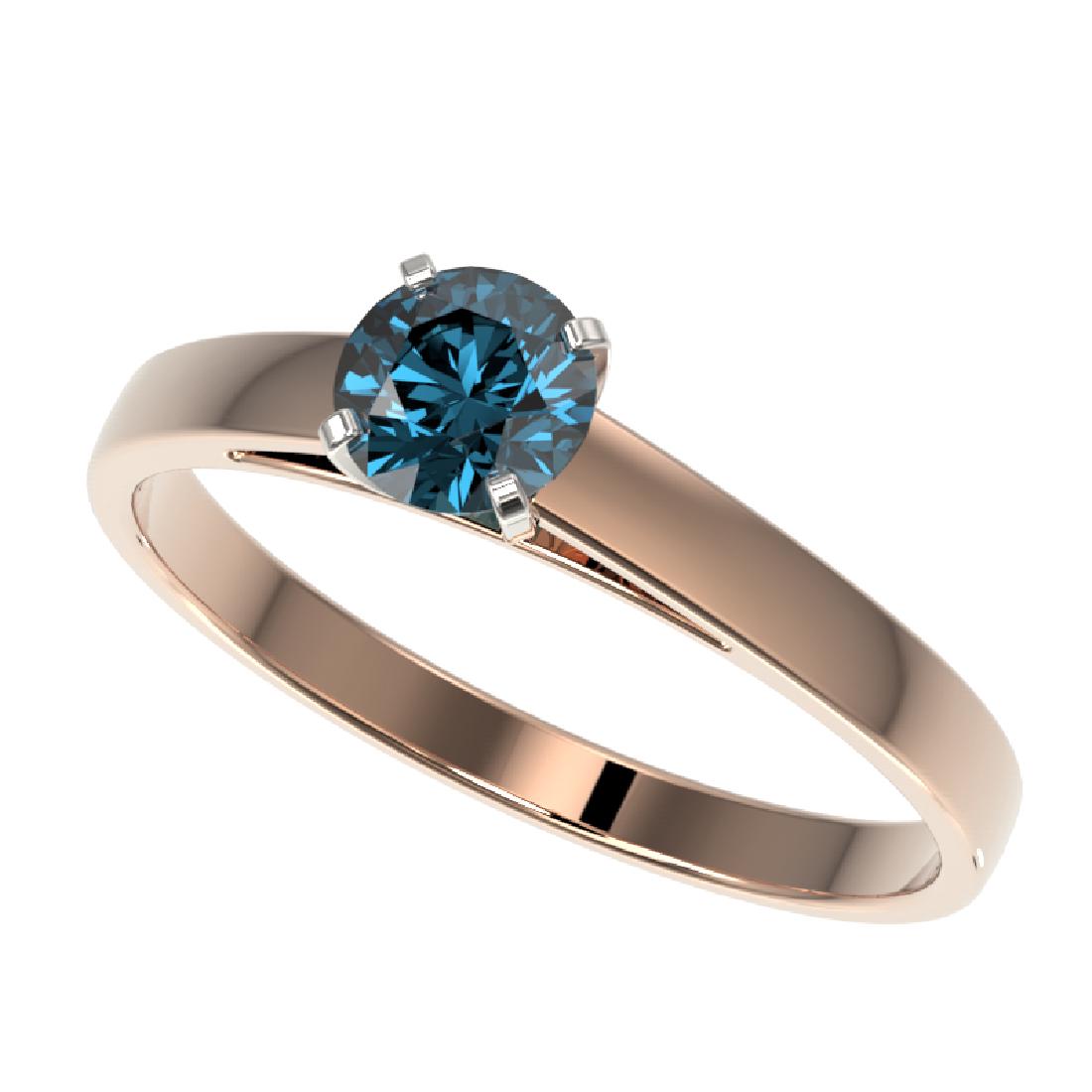 0.50 CTW Certified Intense Blue SI Diamond Solitaire: 32959 - REF-50H3M ---- 0.50 CTW Certified Intense Blue SI Diamond Solitaire Engagement Ring 10K Rose Gold ---- Luxury Designer Brand Ring Appraised at $3,650 Certificate Number US32959 10k Rose gold, 
