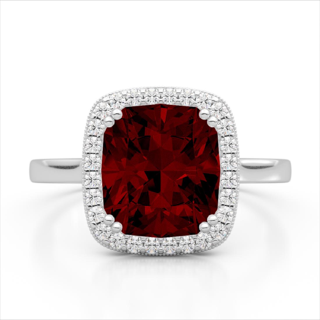 3 CTW Garnet & Micro Pave VS/SI Diamond Certified Halo: 22843 - REF-48F5N ---- 3 CTW Garnet & Micro Pave VS/SI Diamond Certified Halo Ring 18K White Gold ---- Luxury Designer Brand Ring Appraised at $3,200 Certificate Number US22843 18k White gold, Ring Si