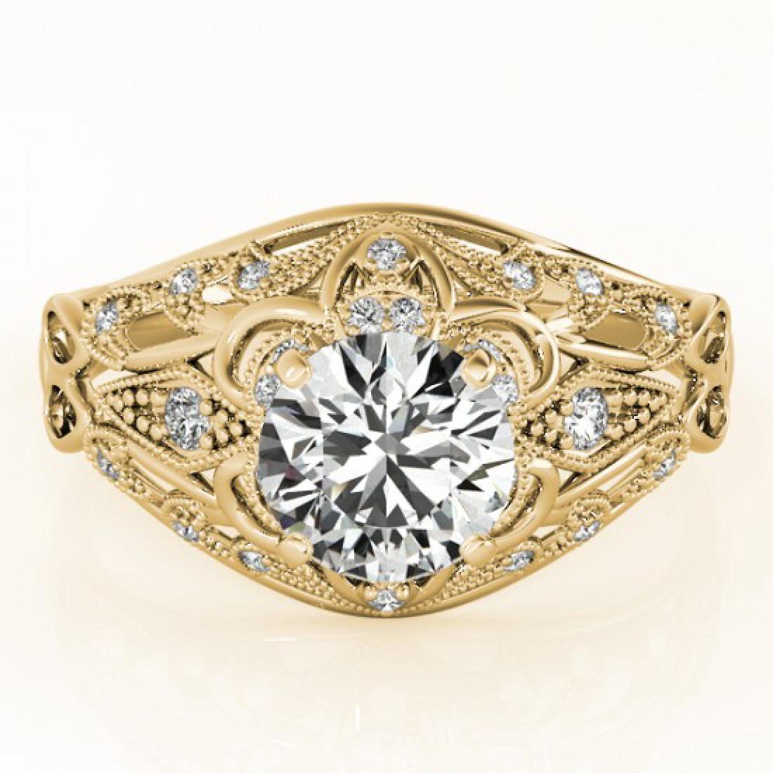 0.87 CTW Certified VS/SI Diamond Solitaire Antique Ring: 25183 - REF-121Y6X ---- 0.87 CTW Certified VS/SI Diamond Solitaire Antique Ring 14K Yellow Gold ---- Luxury Designer Brand Ring Appraised at $5,350 Certificate Number US25183 14k Yellow gold, Ring Siz