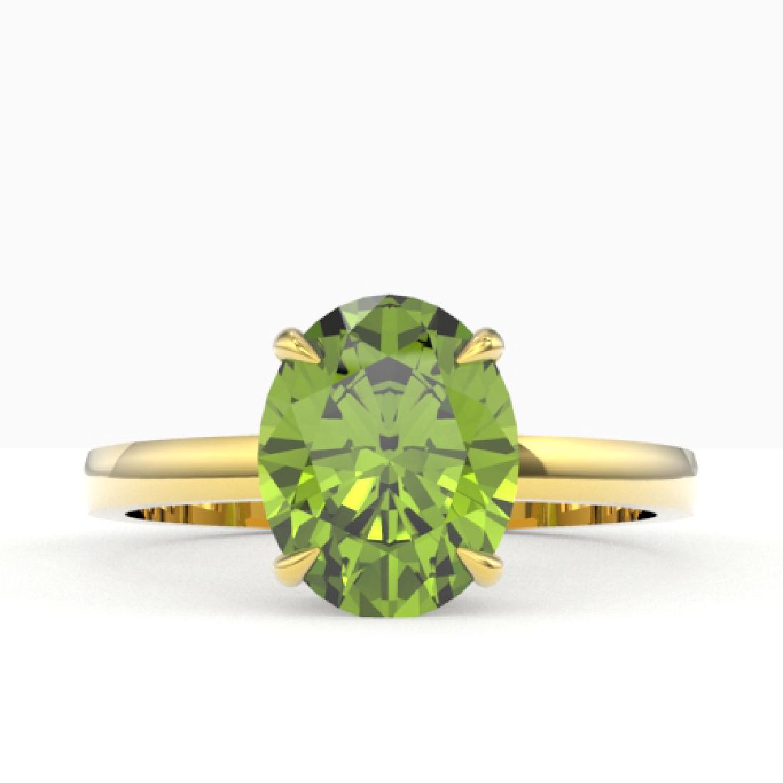 2.75 CTW Peridot Designer Inspired Solitaire Ring 18K: 22074 - REF-38X7R ---- 2.75 CTW Peridot Designer Inspired Solitaire Ring 18K Yellow Gold ---- Luxury Designer Brand Ring Appraised at $2,750 Certificate Number US22074 18k Yellow gold, Ring Size is 7,