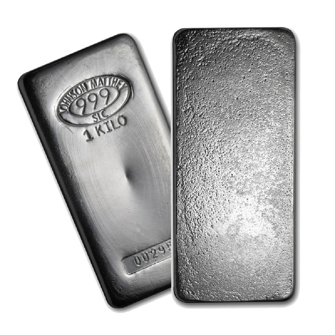 One piece 1 kilo 0.999 Fine Silver Bar Johnson: SKU: 85203 ---- One piece 1 kilo 0.999 Fine Silver Bar Johnson Matthey - REF#85203