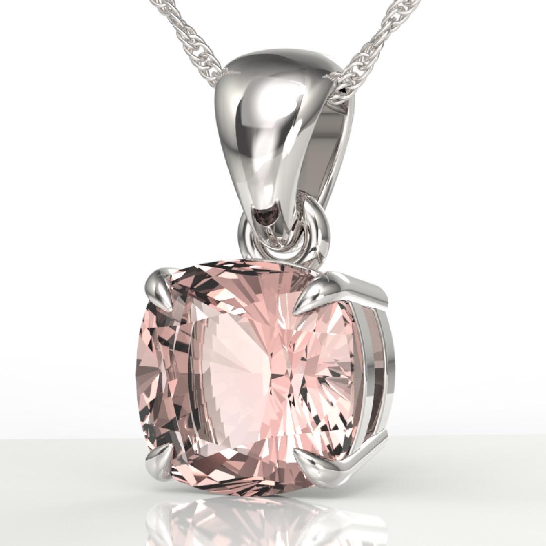 1.50 CTW Cushion Cut Morganite Designer Solitaire: REF-45K5W -21952 ---- 1.50 CTW Cushion Cut Morganite Designer Solitaire Necklace 18K White Gold ---- Luxury Designer Brand Necklace Appraised at $3,000 Certificate Number US21952 18k White gold, Neckl