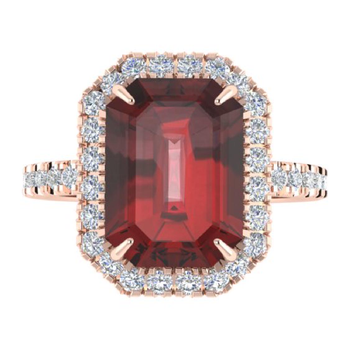 6.03 CTW Garnet And Micro Pave VS/SI Diamond Halo Ring: REF-52Y4K -21427 ---- 6.03 CTW Garnet And Micro Pave VS/SI Diamond Halo Ring 14K Rose Gold ---- Luxury Designer Brand Ring Appraised at $3,450 Certificate Number US21427 14k Rose gold, Ring Size is 6.