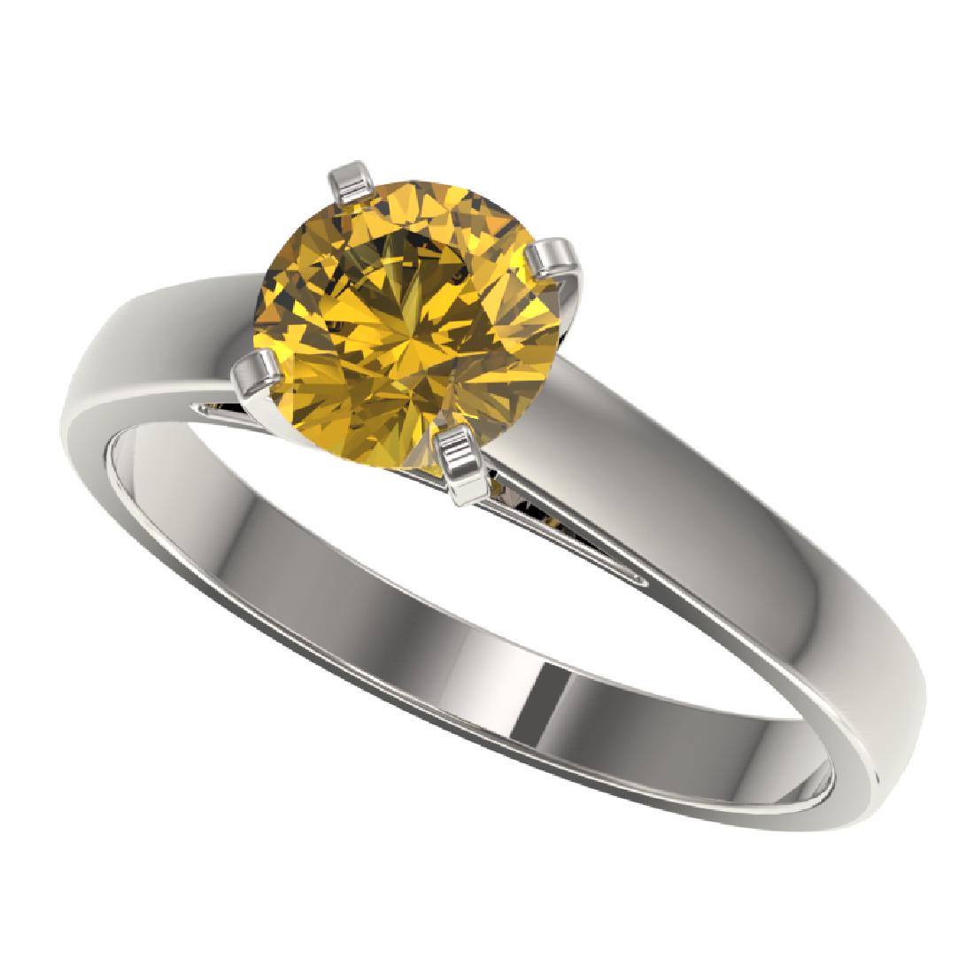 1.25 CTW Certified Intense Yellow SI Diamond Solitaire: REF-191K3W -33008 ---- 1.25 CTW Certified Intense Yellow SI Diamond Solitaire Ring 10K White Gold ---- Luxury Designer Brand Ring Appraised at $15,300 Certificate Number US33008 10k White gold, Ring S