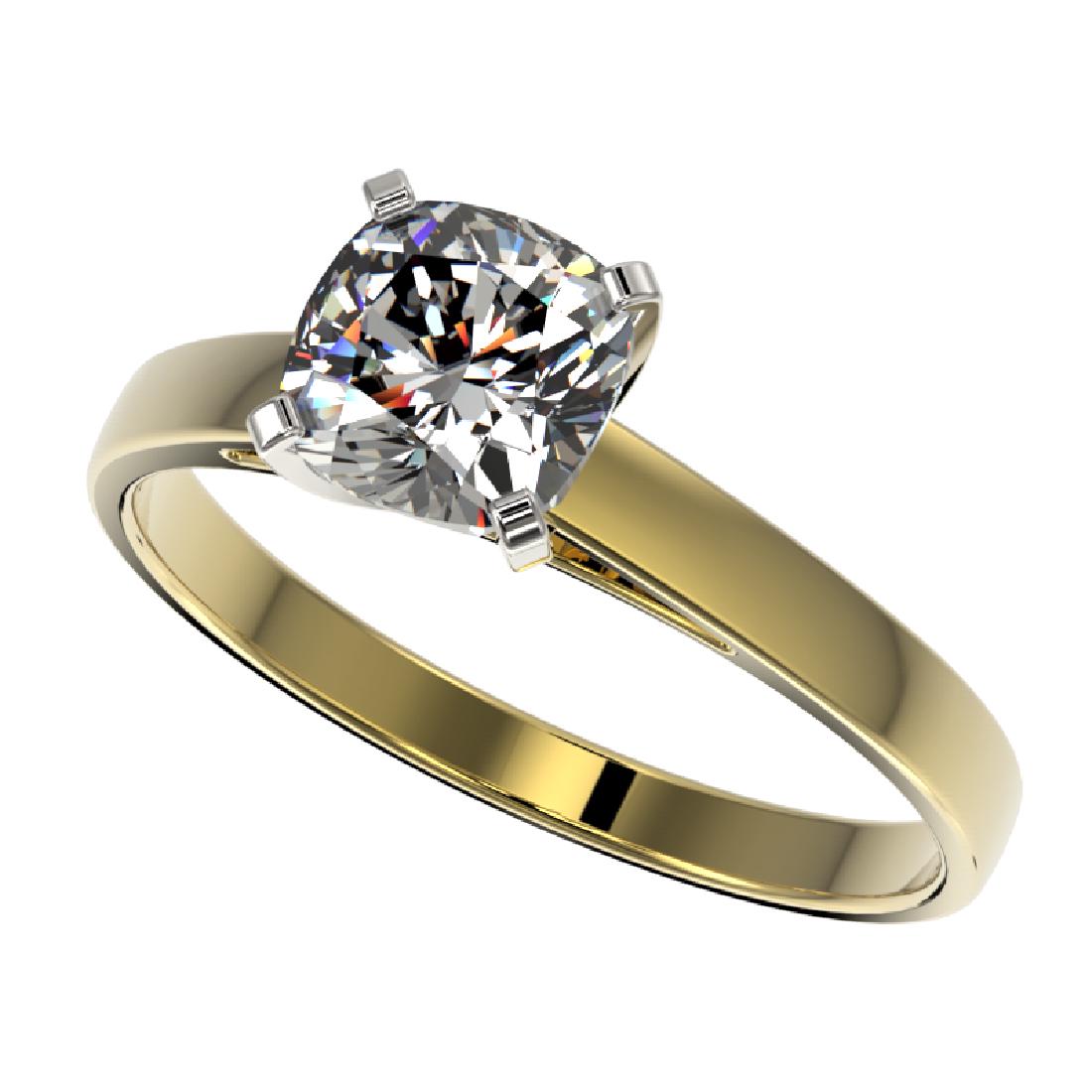 1 CTW Certified VS/SI Quality Cushion Cut Diamond: REF-297Y2K -32999 ---- 1 CTW Certified VS/SI Quality Cushion Cut Diamond Solitaire Ring 10K Yellow Gold ---- Luxury Designer Brand Ring Appraised at $15,850 Certificate Number US32999 10k Yellow gold,