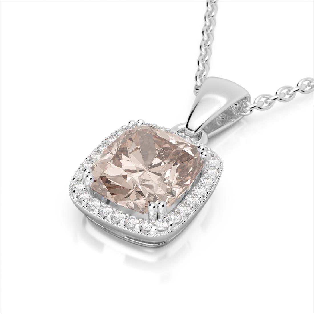 3 CTW Morganite & Micro VS/SI Diamond Pave Halo: REF-71W5F -22826 ---- 3 CTW Morganite & Micro VS/SI Diamond Pave Halo Necklace 18K White Gold ---- Luxury Designer Brand Necklace Appraised at $4,700 Certificate Number US22826 18k White gold, Necklac