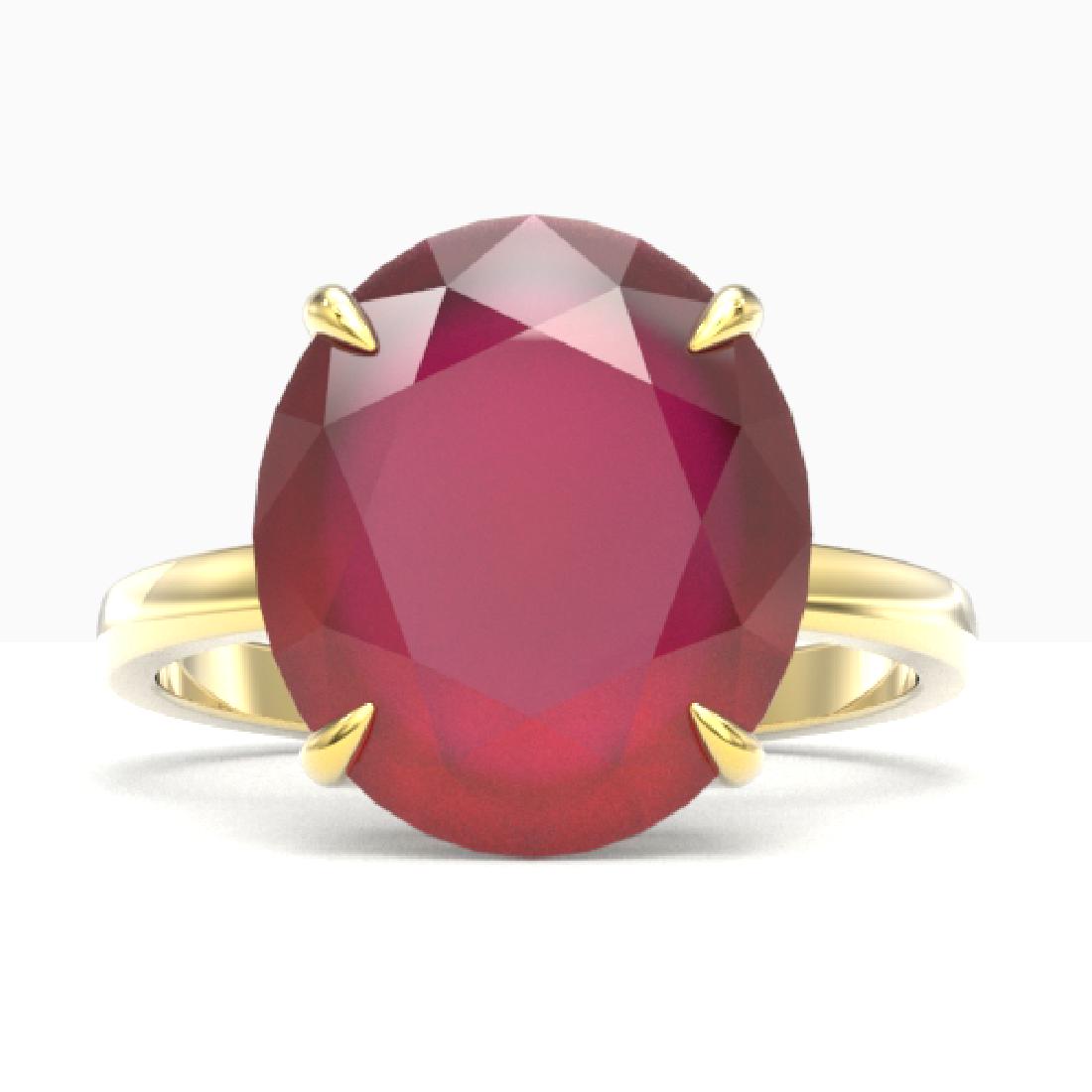 9 CTW Ruby Designer Solitaire Engagement Ring 18K: REF-71W3F -22119 ---- 9 CTW Ruby Designer Solitaire Engagement Ring 18K Yellow Gold ---- Luxury Designer Brand Ring Appraised at $5,100 Certificate Number US22119 18k Yellow gold, Ring Size is 7, Ring