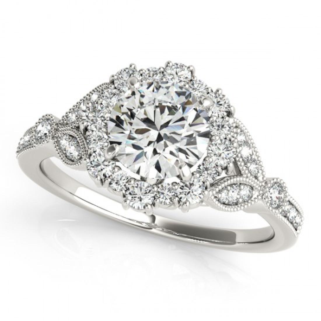 1 CTW Certified VS/SI Diamond Solitaire Halo Ring 14K: REF-140Y9K -24378 ---- 1 CTW Certified VS/SI Diamond Solitaire Halo Ring 14K White Gold ---- Luxury Designer Brand Ring Appraised at $6,200 Certificate Number US24378 14k White gold, Ring Size is 7, R