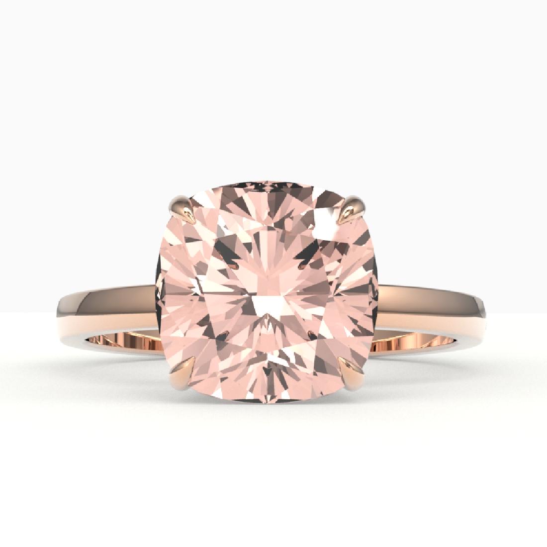 5 CTW Cushion Cut Morganite Designer Inspired Solitaire: REF-68K4W -22191 ---- 5 CTW Cushion Cut Morganite Designer Inspired Solitaire Stud Ring 14K Rose Gold ---- Luxury Designer Brand Ring Appraised at $4,500 Certificate Number US22191 14k Rose gold, Ring