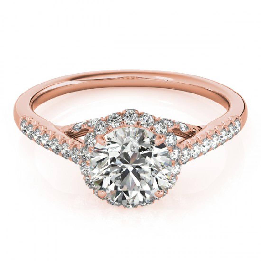 1.5 CTW Certified VS/SI Diamond Solitaire Halo Ring 14K: REF-373T3M -24840 ---- 1.5 CTW Certified VS/SI Diamond Solitaire Halo Ring 14K Rose Gold ---- Luxury Designer Brand Ring Appraised at $18,450 Certificate Number US24840 14k Rose gold, Ring Size is 7, 