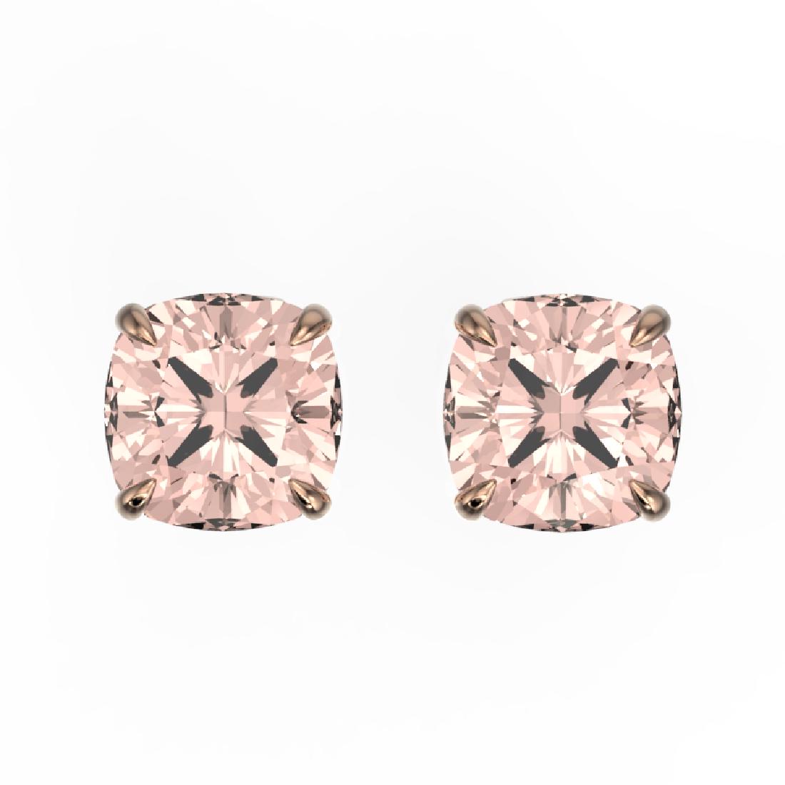 3 CTW Cushion Cut Morganite Solitaire Stud Earrings 14K: REF-60W9F -21751 ---- 3 CTW Cushion Cut Morganite Solitaire Stud Earrings 14K Rose Gold ---- Luxury Designer Brand Earring Appraised at $4,000 Certificate Number US21751 14k Rose gold, Earring Size is