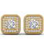2 CTW Certified VS/SI Diamond Art Deco Micro Halo Stud