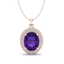 4 CTW Amethyst & Micro Pave VS/SI Diamond Necklace 14K