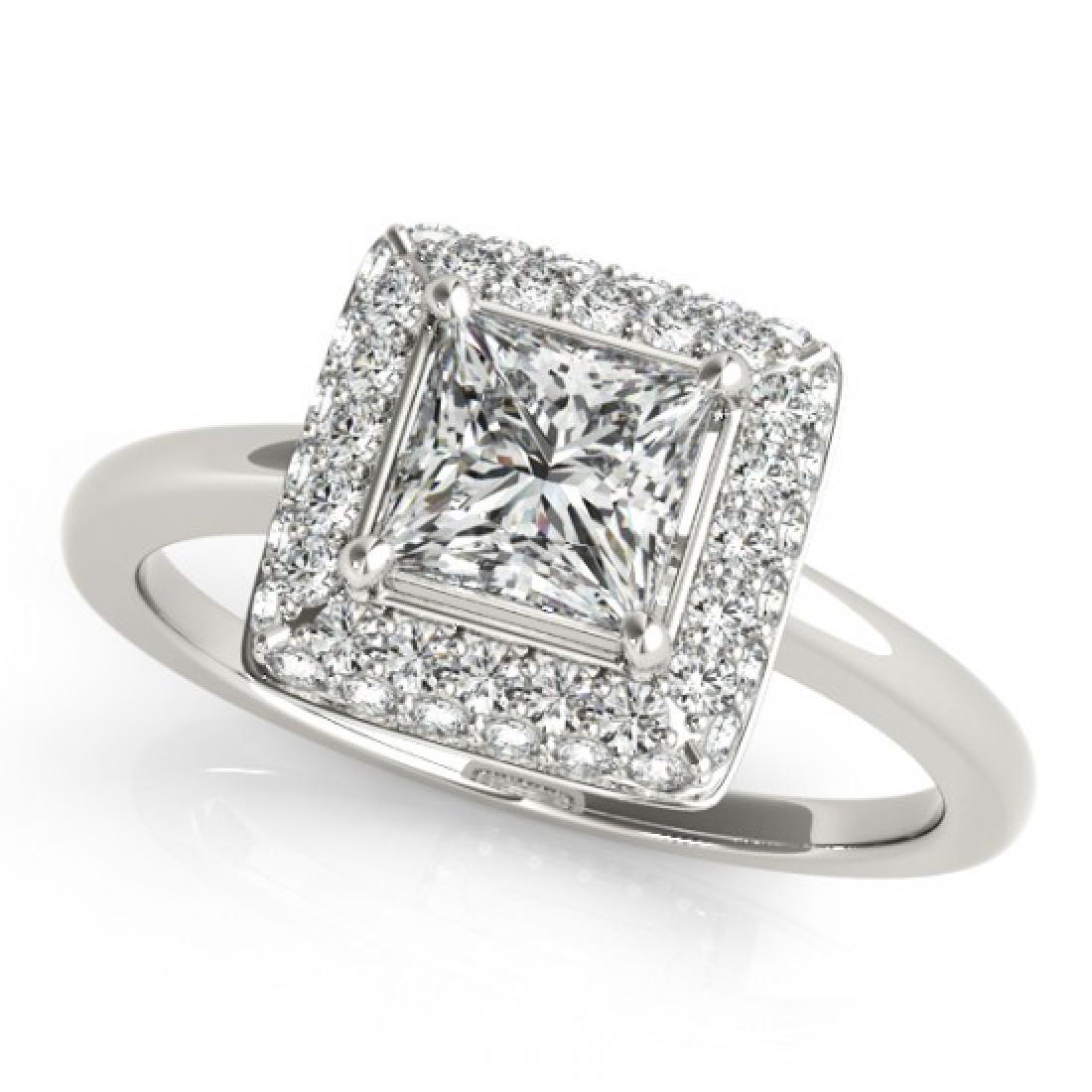 0.8 CTW Certified VS/SI Princess Diamond Solitaire Halo: REF-123K3W -25007 ---- 0.8 CTW Certified VS/SI Princess Diamond Solitaire Halo Ring 14K White Gold ---- Luxury Designer Brand Ring Appraised at $6,100 Certificate Number US25007 14k White gold, Ring S