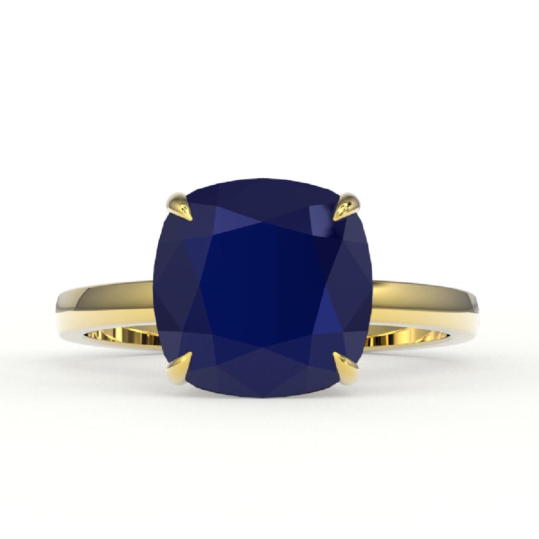 6 CTW Cushion Cut Sapphire Designer Solitaire: REF-56Y4K -22201 ---- 6 CTW Cushion Cut Sapphire Designer Solitaire Engagement Ring 18K Yellow Gold ---- Luxury Designer Brand Ring Appraised at $3,700 Certificate Number US22201 18k Yellow gold, Ring