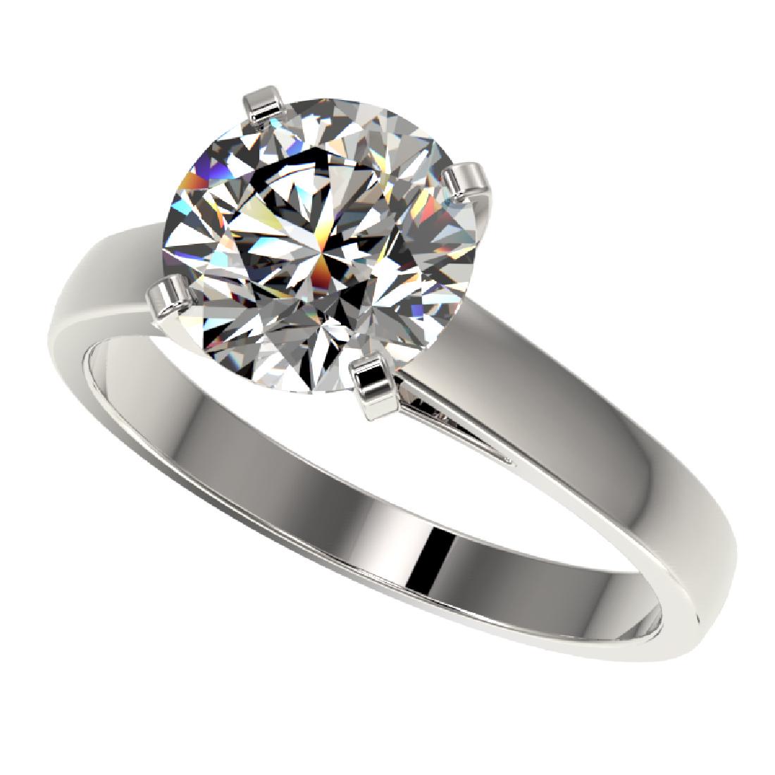 2.55 CTW Certified H-SI/I Quality Diamond Solitaire: REF-729Y2K -36560 ---- 2.55 CTW Certified H-SI/I Quality Diamond Solitaire Engagement Ring 10K White Gold ---- Luxury Designer Brand Ring Appraised at $53,450 Certificate Number US36560 10k White gold