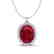 2.75 CTW Ruby & Micro VS/SI Diamond Halo Necklace 18K