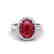 3 CTW Ruby And Micro Pave VS/SI Diamond Ring Halo 18K