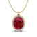 2.75 CTW Ruby & Micro VS/SI Diamond Halo Necklace 18K