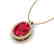 2.75 CTW Ruby & Micro VS/SI Diamond Halo Necklace 18K - 2