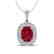3.15 CTW Ruby & Micro Pave VS/SI Diamond Halo Necklace