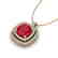 2.52 CTW Ruby & Micro Pave VS/SI Diamond Halo Necklace - 2