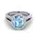 3 Sky Blue Topaz & Micro VS/SI Diamond Halo Solitaire