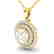 1 CTW Micro Pave VS/SI Diamond Solitaire Necklace Halo - 2