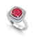 2.52 CTW Ruby & Micro VS/SI Diamond Pave Halo Ring 18K - 2