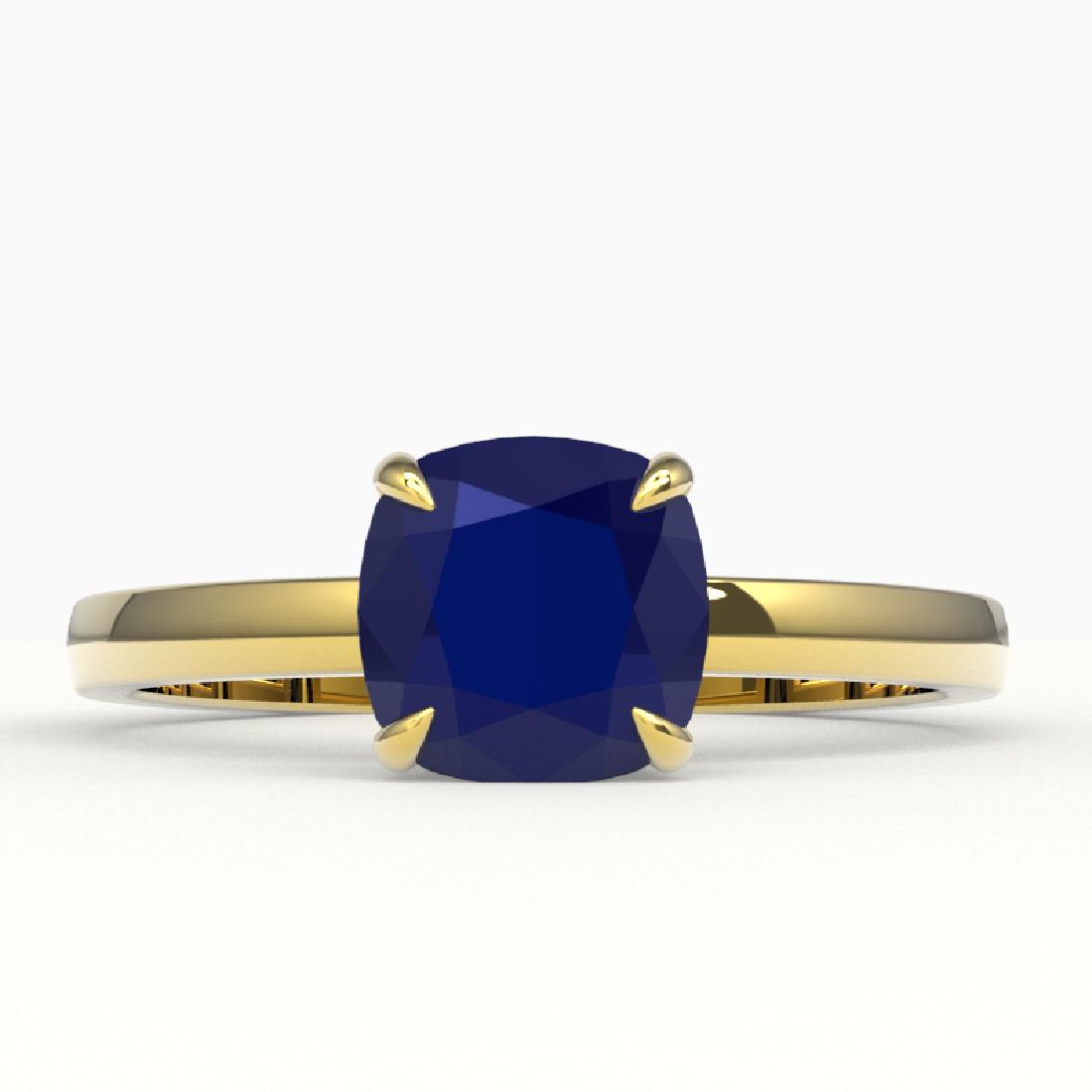 2 CTW Cushion Cut Sapphire Solitaire Engagement Ring: REF-37K3W -22161 ---- 2 CTW Cushion Cut Sapphire Solitaire Engagement Ring 18K Yellow Gold ---- Luxury Designer Brand Ring Appraised at $2,250 Certificate Number US22161 18k Yellow gold, Ring Size is 